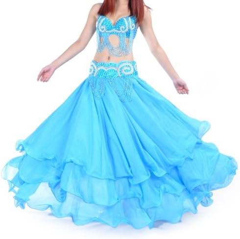 BellyLady Belly Dance Tribal Chiffon Tiered Maxi Skirt, Valentine's Gift Idea