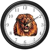 Lion (Male) Cat Wall Clock by WatchBuddy Timepieces (Black Frame)