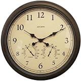 Large Outdoor Clock Thermometer Hygrometer with Copper Patina Frame 24 diameter