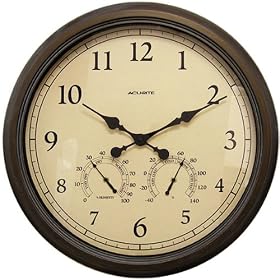 Large Outdoor Clock Thermometer Hygrometer with Copper Patina Frame 24 diameter by Chaney Instruments