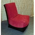 Zippy - Faux Leather & Chenille Bean Bag Chair - Adult Size - Black & Cherry Red