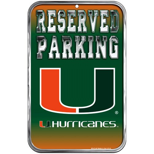 NCAA Miami Hurricanes 11'' x 17'' Reserved Parking Sign