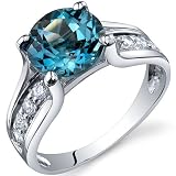 Solitaire Style 2.25 carats Solitaire Style 2.25 carats London Blue Topaz Ring in Sterling Silver Rhodium Finish Available in Sizes 5 thru 9