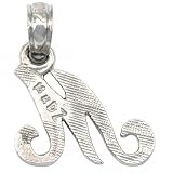 14k White Gold Letter M Charm Initial Pendant 14mm
