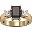 14K Yellow Gold Smoky Quartz and Diamond Ring