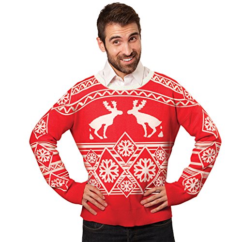 Pooping Moose Ugly Christmas Sweater- FunQi, Red