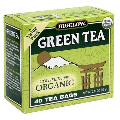 Bigelow Organic Green Tea, 40-Count Boxes (Pack of 6)