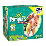 Pampers Baby Dry Diapers, Size 3, 204-Count