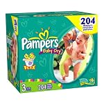 Pampers Baby Dry Diapers, Size 3, 204-Count