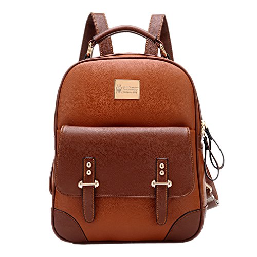 Qianle Unisex Faux Leather School Backpack Handbag Travel Bag