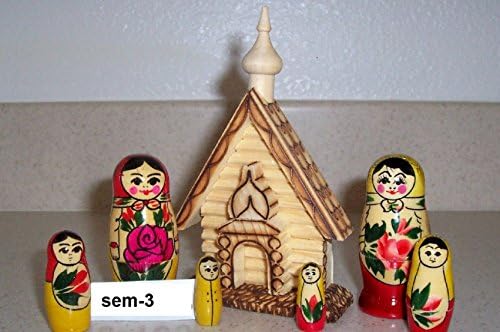 Authentic Russian Hand Painted Handmade Semenov Nesting Dolls Set of 3 Pcs Matryoshkas