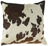 Leather Brown Ecru Set of Two Pillows