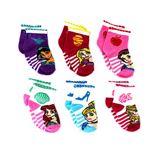 Disney Princess Girls 6 pack Quarter Socks (Baby)