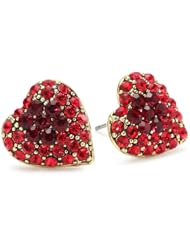 Yochi Red Stone Burst Heart Earrings