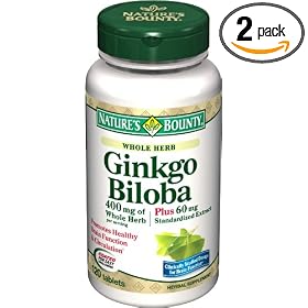 Nature's Bounty Ginkgo Biloba 400mg with 60mg Standardized Extract, 120 Tablets  (Pack of 2)