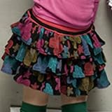 【韓国子供服】花柄 3段 フリル ティアード ミニスカート(ブラック)／BISKET (110(120))