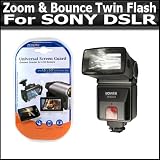 Zoom & Bounce Flash For SONY DSLR-A850 DSLR-A500 DSLR-A200 DSLR-A350 DSLR-A700 DSLR-A230 DSLR-A330 DSLR-A380 DSLR-A900 DCS-H7 DSC-H9 DSC-H50 DSC-H1 DSC-H2 DSC-H3 DSC-5 DSC-H50 DSC-HX1 Includes Mounting Bracket + Free Pack Of LCD Screen Protectors