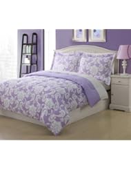 Home: Twin Microfiber Kids Dainty Bedding Comforter Set Purple - KingLinen