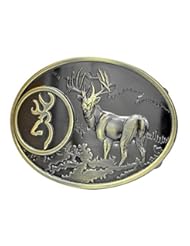 Apparel: Buckle Rage Adult Unisex Buck Hunter Whitetail Deer Emblem Belt Buckle Bronze - Buckle Rage
