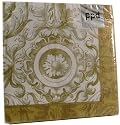 6 Pack of Gold & Silver Baroque Colorful Napkins Pack Luncheon Size 6.5 by 6.5 inches, pack of 20