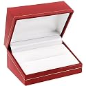 Red Classic Cartier Design Leatherette Red Gold Trim Velvet Inside Jewelry Engagement Set Double Ring Gift Box