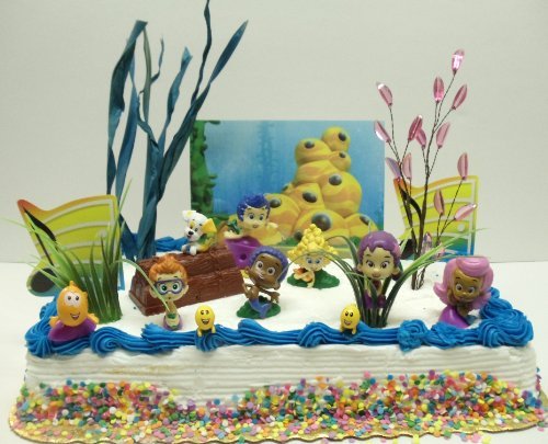 Bubble Guppies 20 Piece Birthday Cake Topper Set Featuring Gil, Bubble Puppy, Molly, Nonny, Goby, Mr. Grouper, Deema, Oona and Underwater Decorative Cake Accessories