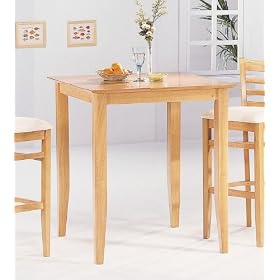 Contemporary Style Maple Finish Wood Bar Table by Bar Stools
