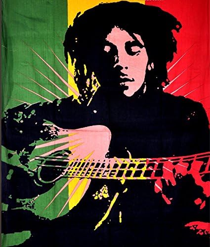Bob Marley Guitar Tapestry, Indian Hippie Wall Hanging , Bohemian Bedspread, Mandala Cotton Dorm Decor Beach Blanket