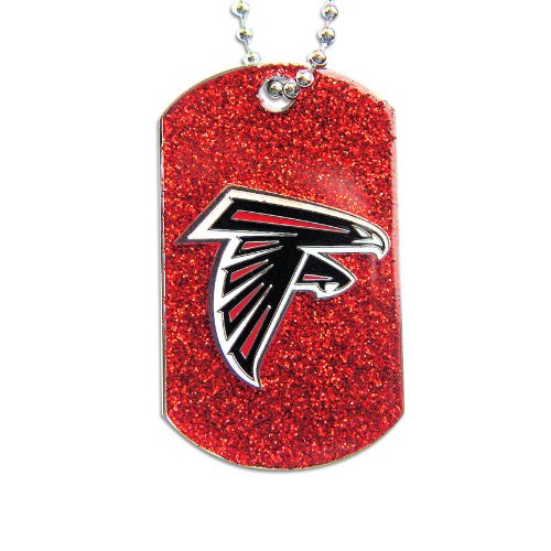 Atlanta Falcons Dog Fan Tag Necklace Glitter Sparkle