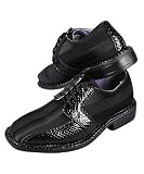 Hugo Vitelli Faux Snakeskin Black Tie Dress Shoes (Small Boys Sizes 12 - 3.5)