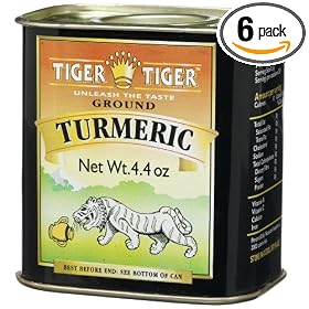 Tiger Tiger Indian Spices, Ground Turmeric, 4.4-Ounce Tins (Pack of 6)
