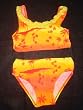 Girls 2 PC Swimsuit Yellow Orange Sunshine Palm