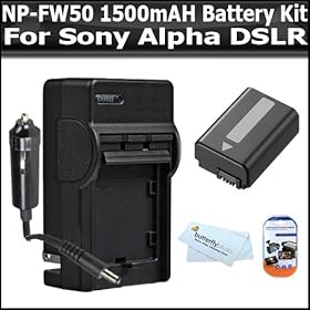 Battery And Charger Kit For Sony Alpha A55, A33, DSLR SLT A55, SLT A33 Includes Replacement... by Butterfly