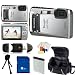 Olympus Tough TG-820 iHS Digital Camera (Silver) Kit. Includes: 8GB Memory Card, High Speed Memory Card Reader, Extended Life Replacement Battery, Table Top Tripod, Screen Protectors, Cleaning Kit & Carrying Case
