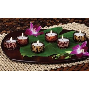 Club Pack of 36 Gardenia Scented Animal Print Glass  Tea Light  Candles