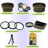 ULTIMATE PRO SHOOTERS PACKAGE FOR CANON GL1 GL2 GL3 this package includes a 0.5x wide angle lens w/macro,2x telephoto lens,3 piece filter kit uv.cpl,fld,+1 +2 +4 macro lens kit,10x macro
