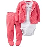 カーターズ Carter's 女の子用赤x白ハートカーディガンx足つきパンツ豪華上下3点セット (9months(67-72cm)) [並行輸入品]