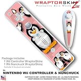 Nintendo Wii Remote Controller Skins - Penguins On Pink WraptorSkinz TM Kit by TuneTattooz TM