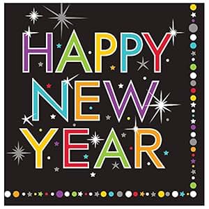 Creative Converting New Year Sparkle Lunch Napkins, Black