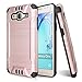 Galaxy On5 Case With TJS Tempered Glass Screen Protector Included, Dual Layer Shockproof Hybrid Armor Drop Protection Metallic Brushed Finish Case Cover For Samsung Galaxy On5/G550 (Rose Gold)