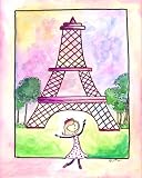 Bonjour - Paris Girl Canvas Wall Art Travel Girl Series by Serena Bowman 11 in. x 14 in. Giclee