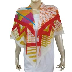 Silk and Wool Printed Square Scarves Women's Accessory 43 x 43 inches