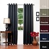 Premium Solid Grommet Top Thermal Insulated Blackout Curtain 229 cm L- 1 Pair-BLACK