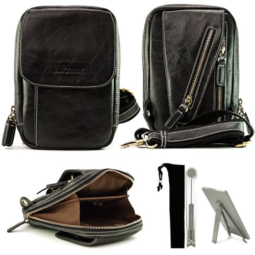 Protective and Durable Real Genuine Leather Sling Bag with Removable and Adjustable Shoulder Strap (Unisex) for Amazon Kindle (