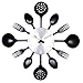 ZHPUAT 14 Inch Stainless Steel Housewares Cutlery Indoor/Outdoor Wall Clock Black