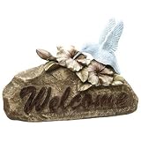 Moonrays 91362 Solar Power Highlighted Hummingbird Welcome Sign Garden Accent