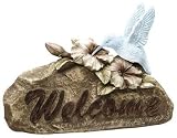 Moonrays 91362 Solar Power Highlighted Hummingbird Welcome Sign Garden Accent