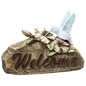 Moonrays 91362 Solar Power Highlighted Hummingbird Welcome Sign Garden Accent by Coleman Cable