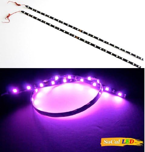 SoCal-LED 2 pcs 60cm/24" Purple Flexible LED Car Strips 5050 24 SMD High Power Bright