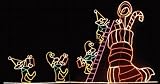 XXXL Christmas Outdoor Rope Light FOUR SANTAS CLIMBING UP A XMAS SOCK, 385 * 200cm, Four santa walking one by one, light up one of the santa at one time